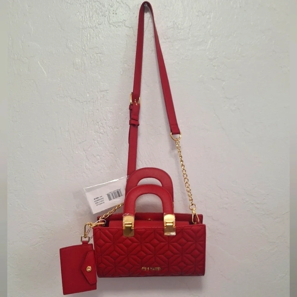 Steve Madden Red Detachable Straps Crossbody Hand Purse NWT
